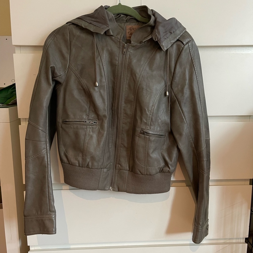 Grey faux leather jacket